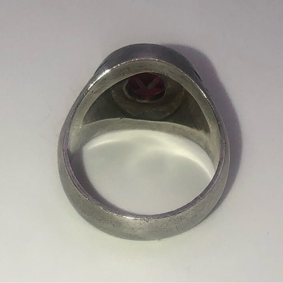 Vtg Sterling Ruby Class Ring Style Ring Optech Knight Canadian Hunter Sz 10 - Picture 7 of 10